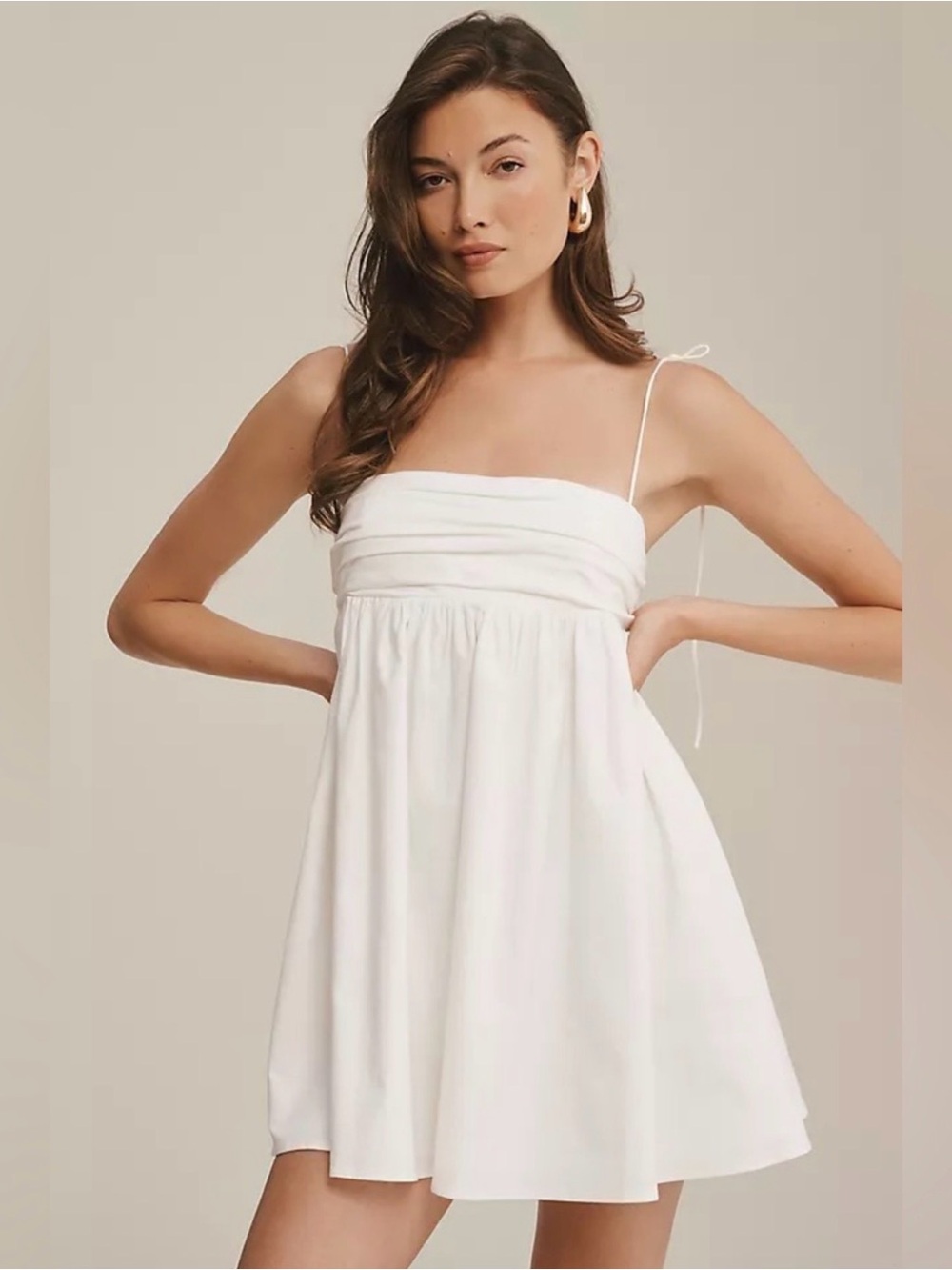 Reformation White Tie-Strap Mini Dress